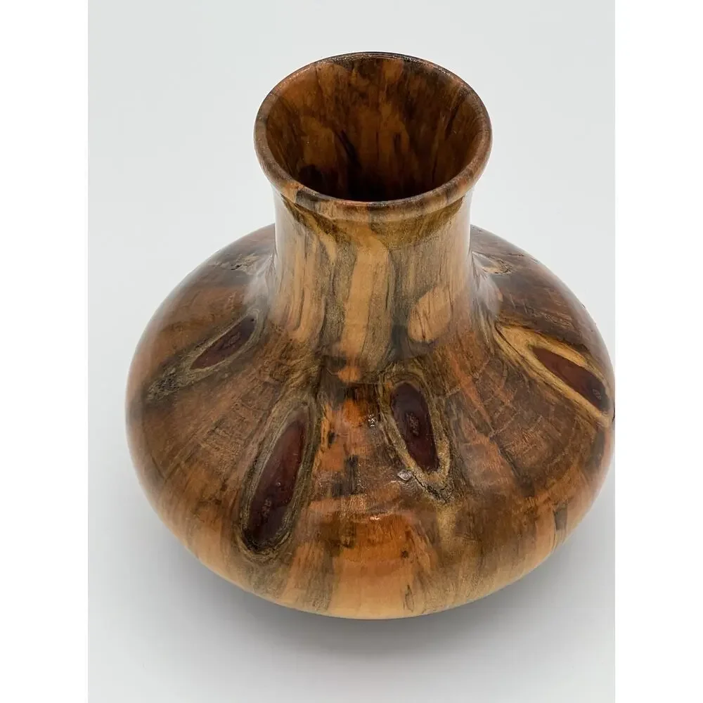 VTG Rare Norfolk Island Pine Hand Turned Wood Vase By D. Van Doren Artist signed